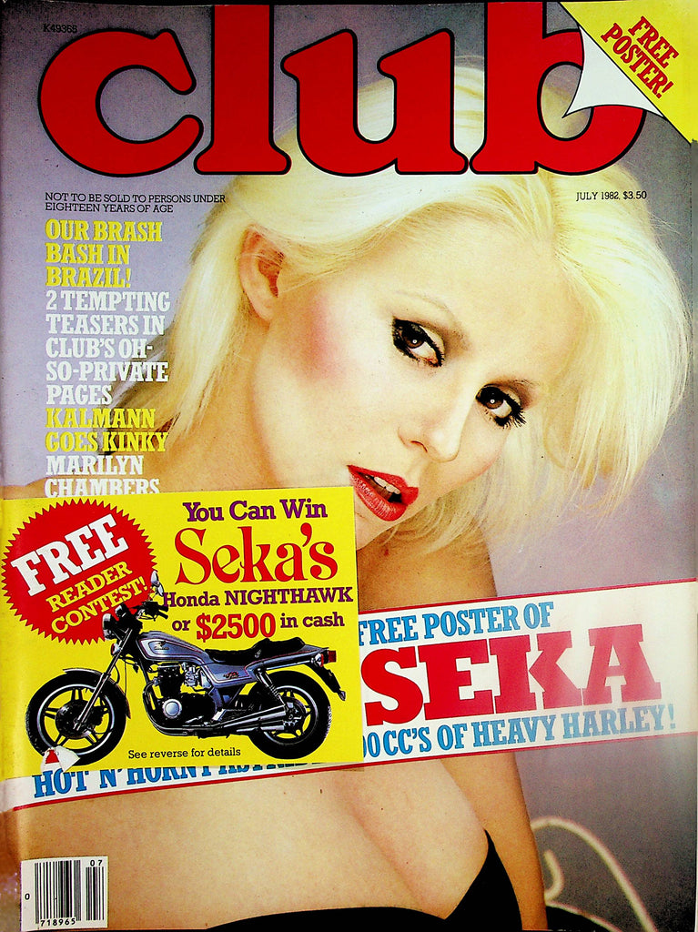 Club Magazine  Seka and her Harley Poster / Marilyn Chambers  July  1982  Paul Raymond    020524lm-