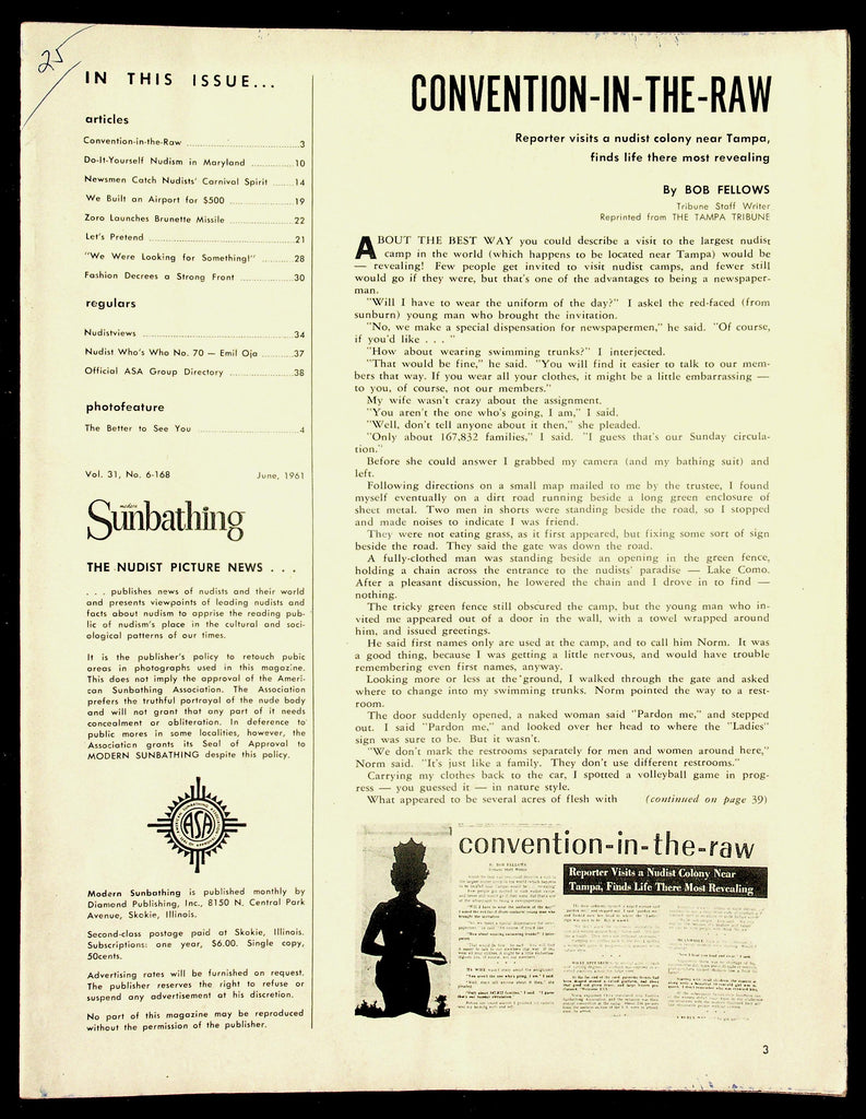 Modern Sunbathing Nudist Magazine V31, No. 6 June 1961 The Better To See You 082426hrp-107