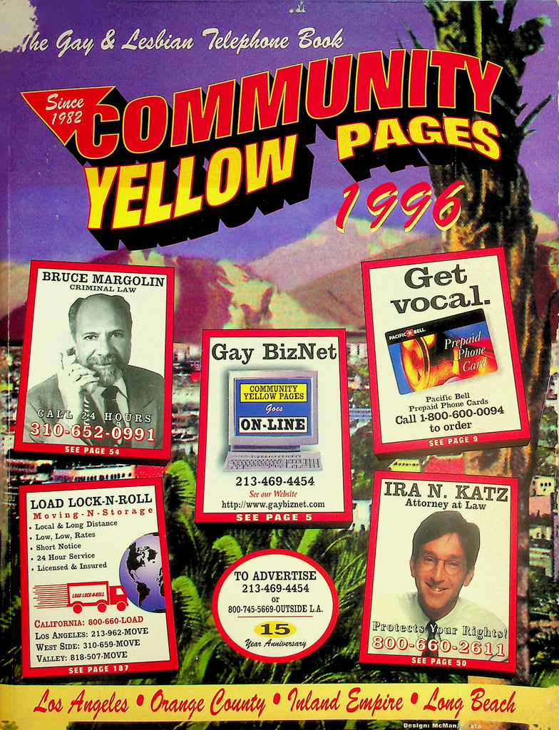 Gay & Lesbian Telephone Book Community Yellow Pages 1996  L.A., Orange Count, Inland Empire, Long Beach    041726lmp