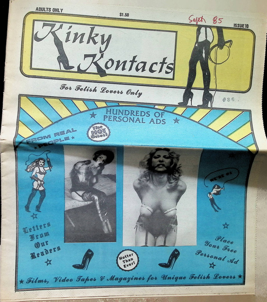 Kinky Kontacts Issue 10 September 1985 Hundreds of Personal Ads Bondage Fetish Lovers Men's Adult Newspaper -081524AMP2