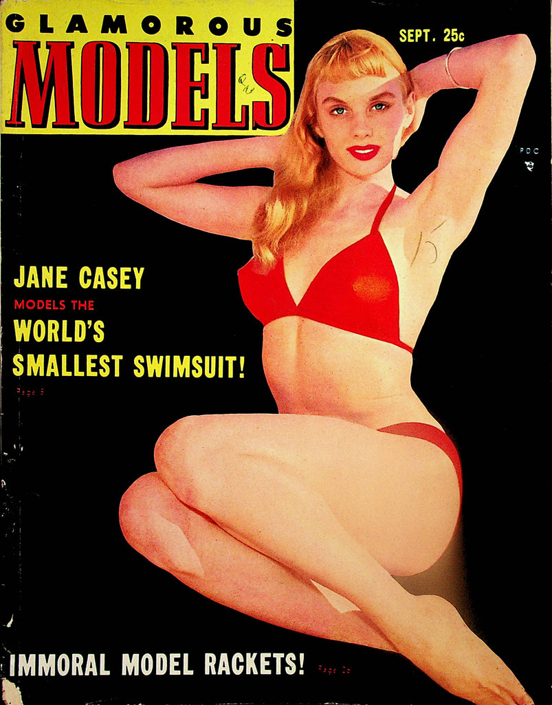 Glamorous Models Vintage Magazine  Jane Casey Models The World's Smallest Swimsuit  September 1951        092824lm-p