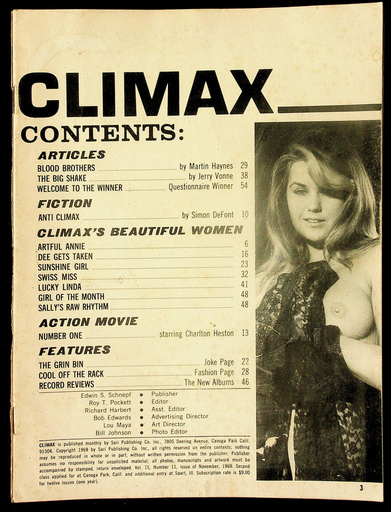 Climax Adult Magazine 1969 Artful Annie Men's Interest 082726hrp-55