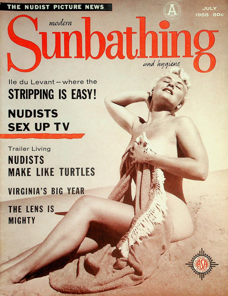 Modern Sunbathing and Hygiene Magazine  Stripping Is Easy! / Nudists Sex Up TV  July 1958  072426lmp-GSC