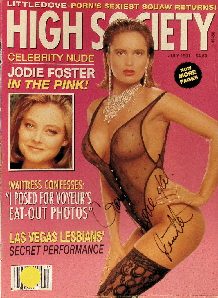Janette Littledove Cover and Centerfold, Sandra Scream (2 times) AUTOGRAPHED in High Society July 1991 Magazine w/COA 010626AMP