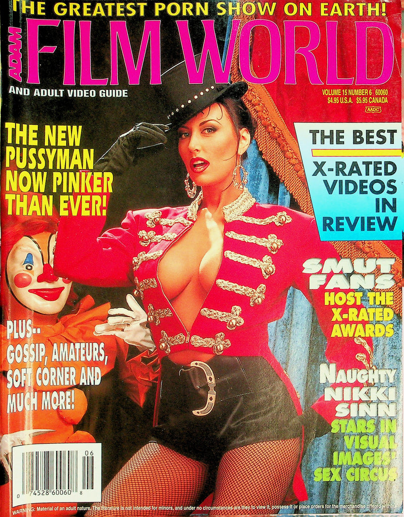 Adam Film World Magazine Naughty Nikki Sinn Stars In Sex Circus  vol.15 #6  August 1994    031926lmp