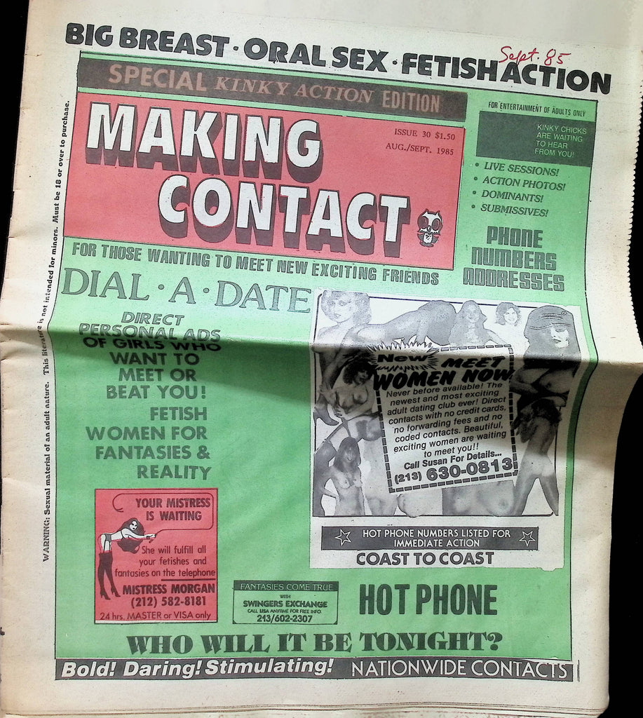 Making Contact Issue 30 Aug/Sept 1985 Fetish Fantasy Men's Adult Newspaper -081524AMP2