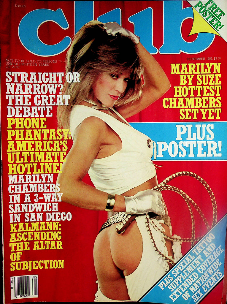 Club Magazine  Marilyn Chambers w/Poster  September 1982 Paul Raymond    020524lm-p
