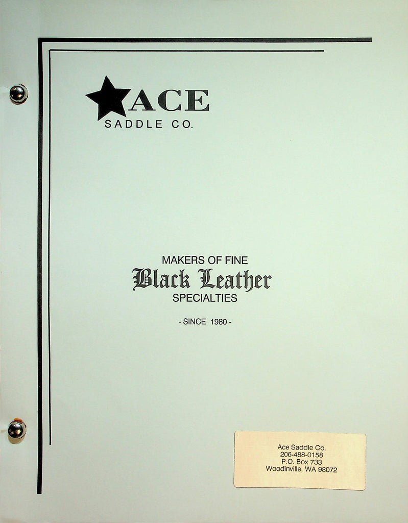 Ace Saddle Co. Catalog Makers Of Fine Black Leather Specialties  1980's   041826lmp