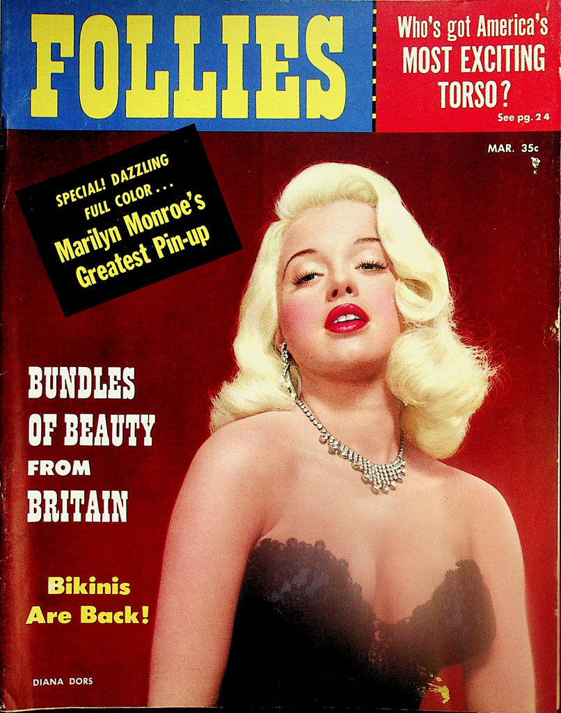 Follies Vintage Magazine  Marilyn Monroe's Greatest Pin-Up / Covergirl Diana Dors  March 1956   060324lm-p