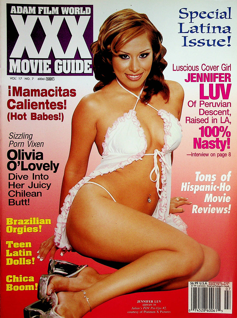 Adam Film World XXX Movie Guide Magazine  Covergirl Jennifer Luv -Special Latina Issue!  vol.17 #7  2004   090623lm-p