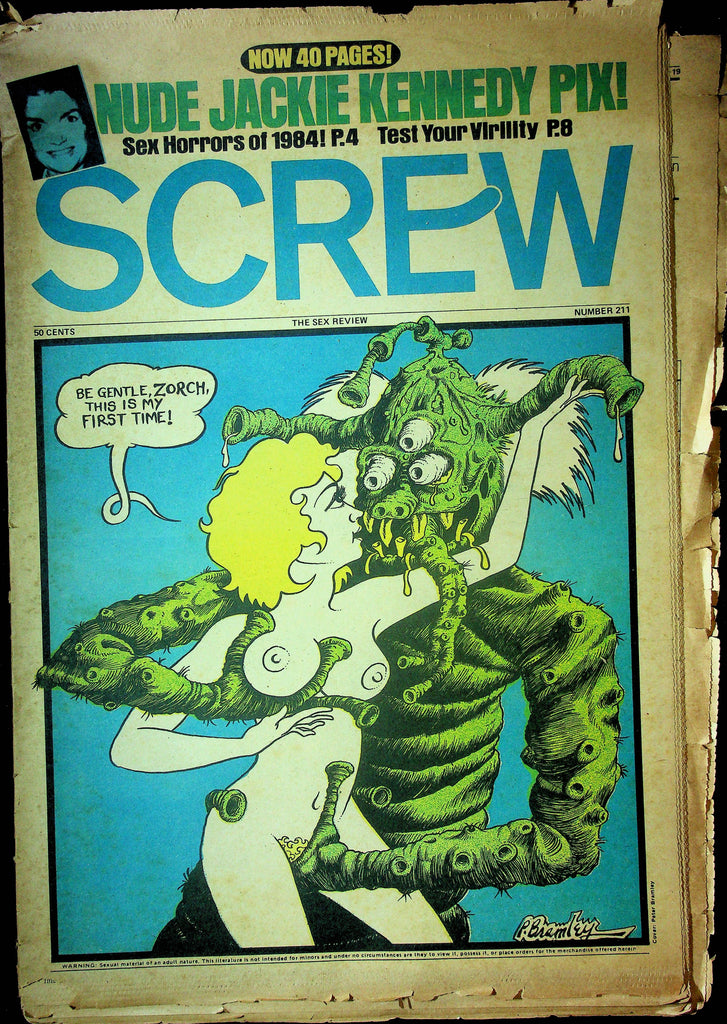 Screw Men's Newspaper Nude Jackie Kennedy No.211 March 19 1973 061224OSRP