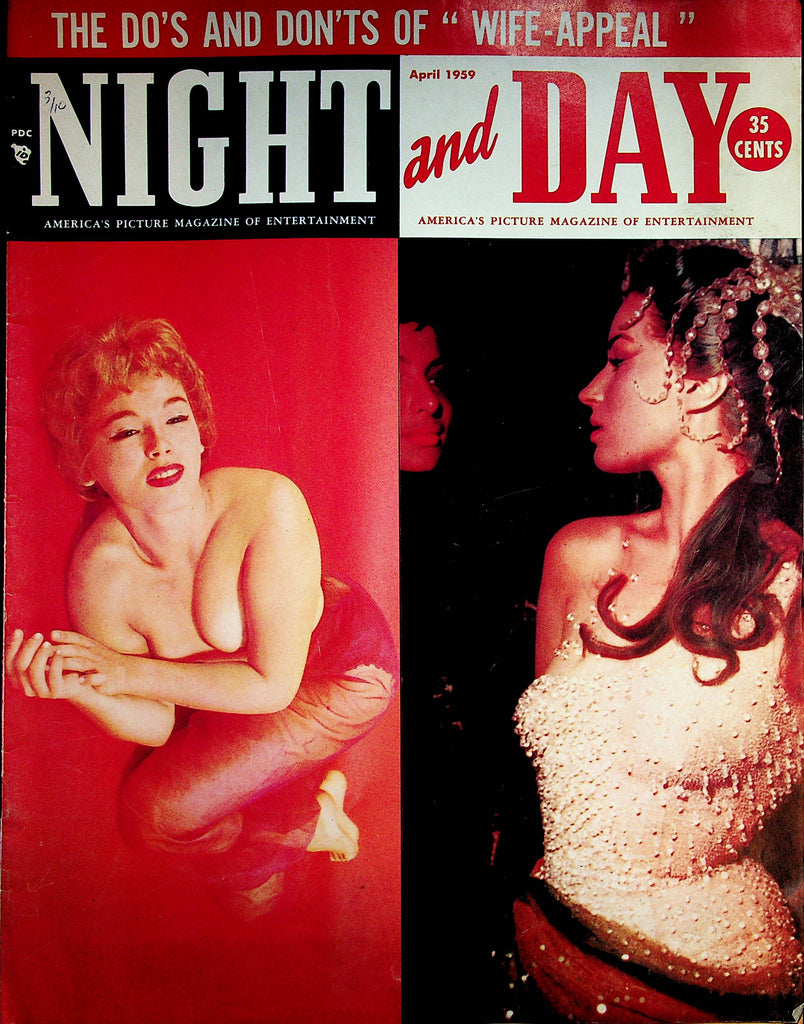 Night and Day Vintage Over-Sized Magazine   Covergirls Toni Shears / Sophia Loren  April 1959     042323lm-p