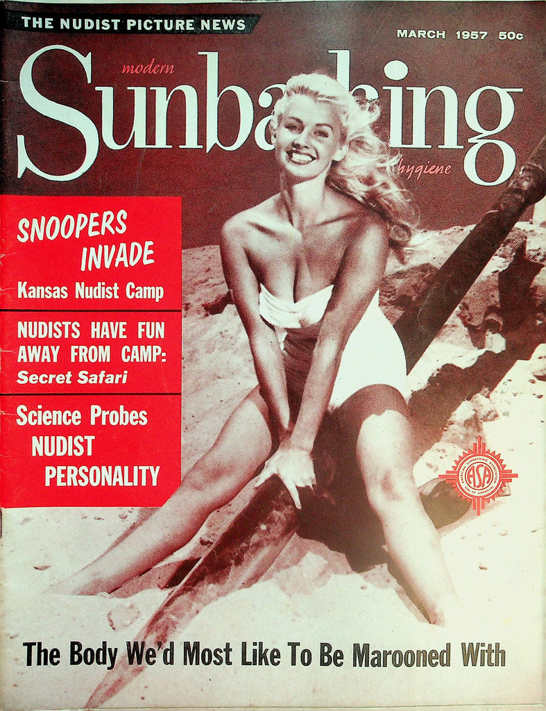 Modern Sunbathing and Hygiene Magazine   The Body We'd Most Like To Be Marooned With   March 1957     051926lmp