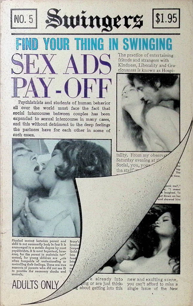 Swingers #5 Find your thing in Swinging Sex Ads Pay-Off 1973 Adult Novel-042424AMP