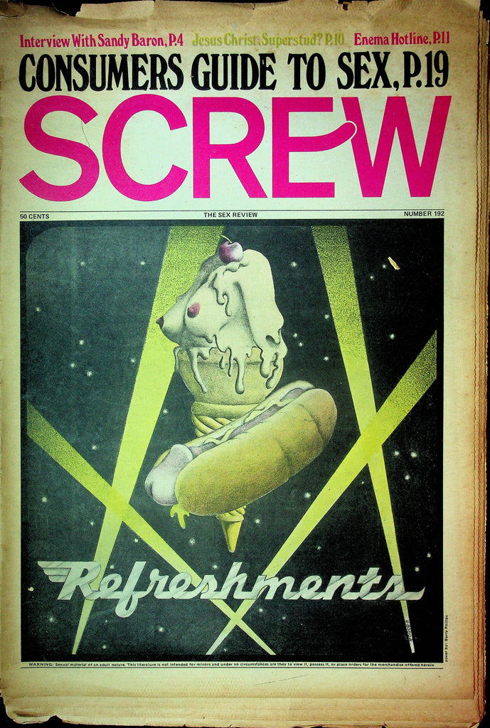 Screw Men's Newspaper Consumer's Guide To Sex No.192 November 6 1972 061124OSRP
