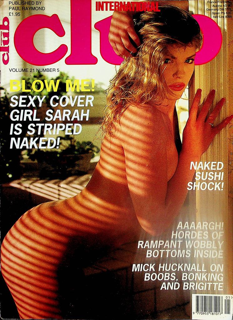 Club International Magazine   Sexy Covergirl Sarah / Naked Sushi Shock  vol.21 #5  1992 Paul Raymond    021324lmp-2