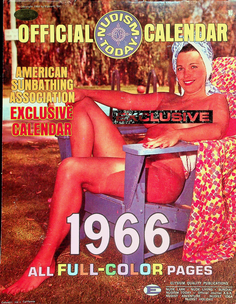 Nudism Today 1966 Official Wall Calendar Exclusive  American Sunbathing Association  by Elysium   070826lmp-GSC
