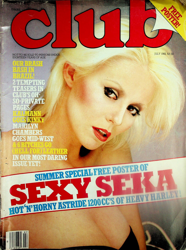 Club Magazine  Sexy Seka  w/Poster  July 1982   091225lm-p
