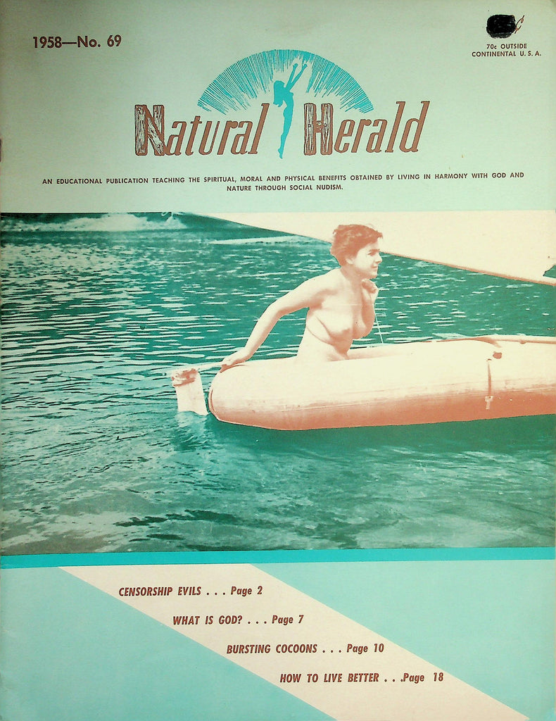 Natural Herald Nudism Magazine  Censorship Evils, What Is God? / How To Live Better  #69 1958     032126lmp