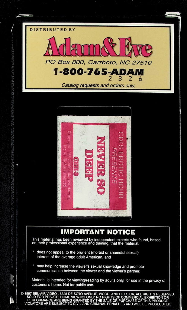 Never So Deep Adult VHS #CEH-3 CDI's Erotic Hour 102425AKVHS2