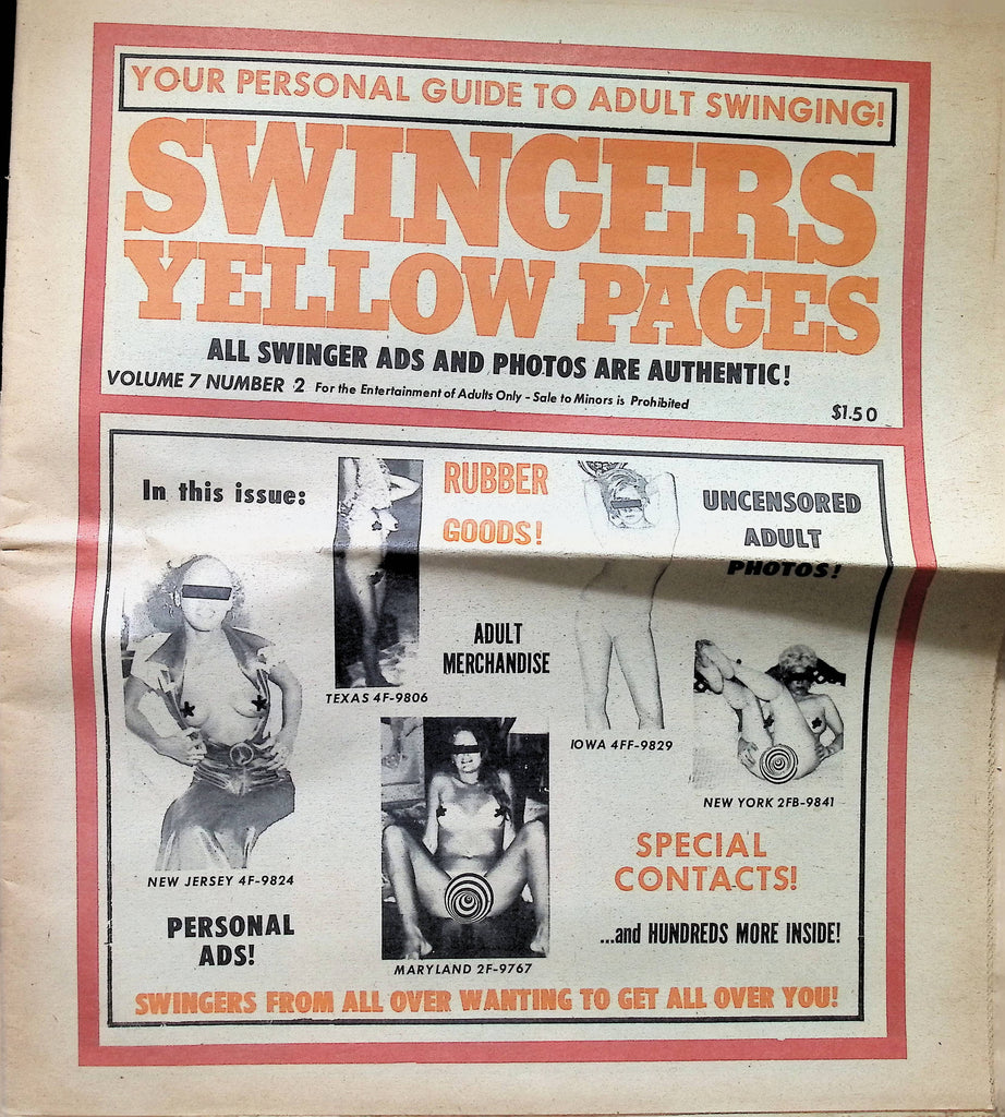 Swingers Yellow Pages Vol 7 #2  1980s Personal Guide Ads Fetish Men's Adult Newspaper -081524AMP2