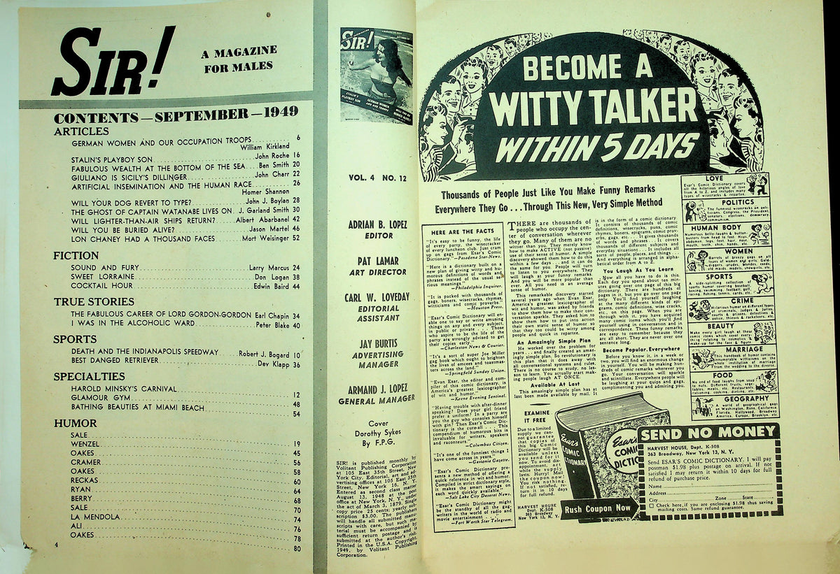 Sir! Magazine Covergirl Dorothy Sykes September 1949 041126lmp – Mr ...