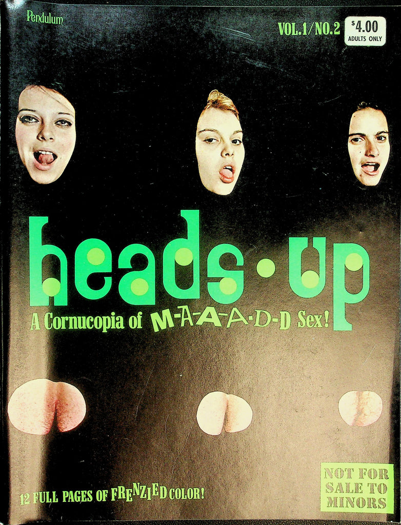 Heads Up Magazine A Cornucopia Of M-A-A-D-D Sex! w/Heads Up Dartboard   vol.1 #2 1970   081726lmp-GSC