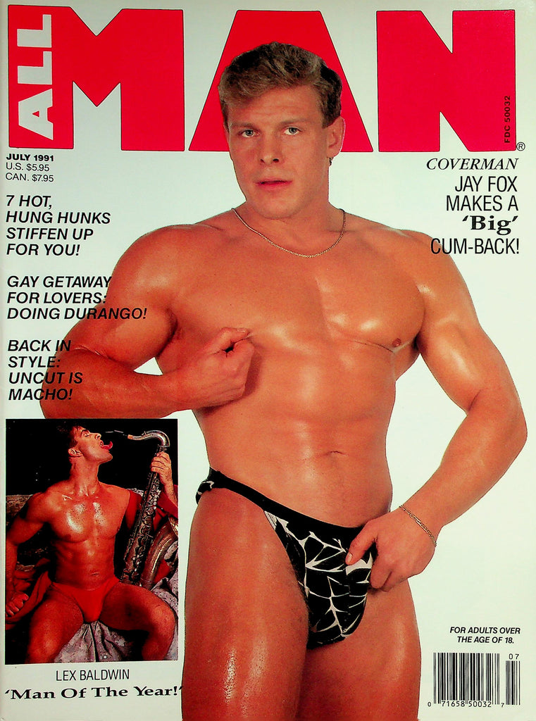 All Man Gay Magazine  Cover Guy Jay Fox / Lex Baldwin 'Man Of The Year' July 1991    050226lmp