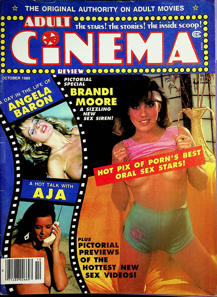 Adult Cinema Review Magazine  Brandi Moore, Angela Baron, Aja   October 1989   031624lm-p2