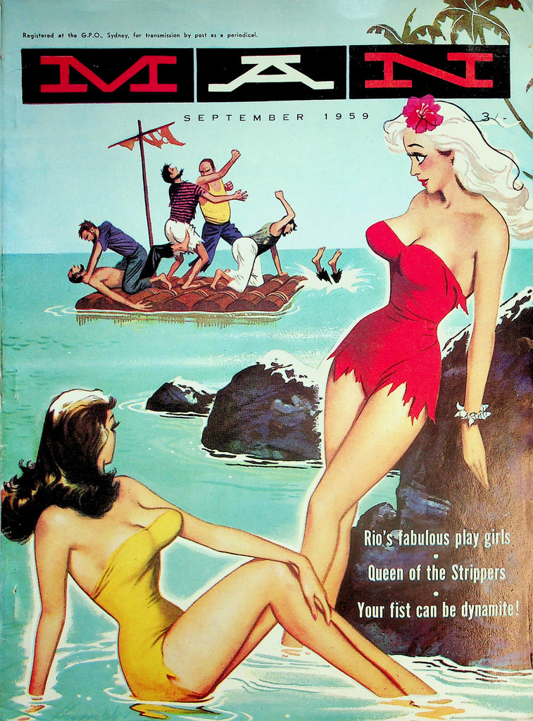 Man Magazine   Rio's Fabulous Play Girls / Queen Of The Strippers  September 1959 w/cf     041426lmp