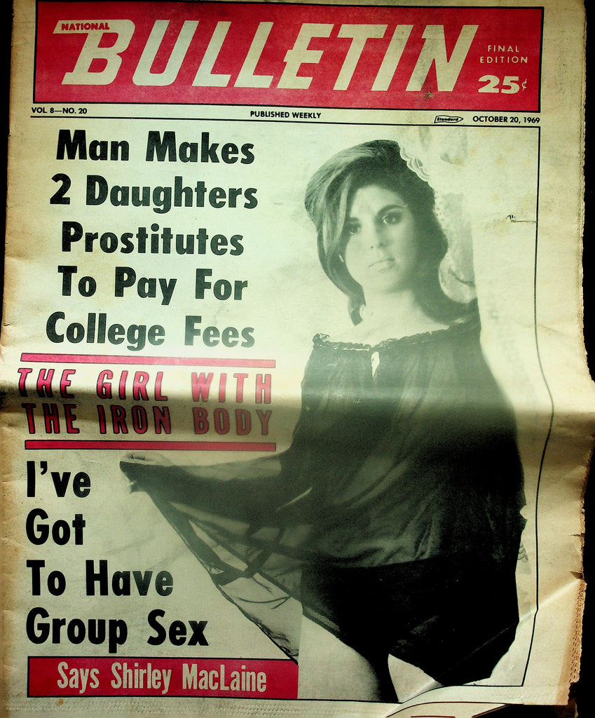 National Bulletin Adult Newspaper  The Girl With The Iron Body  October 20, 1969   110825lm-p2