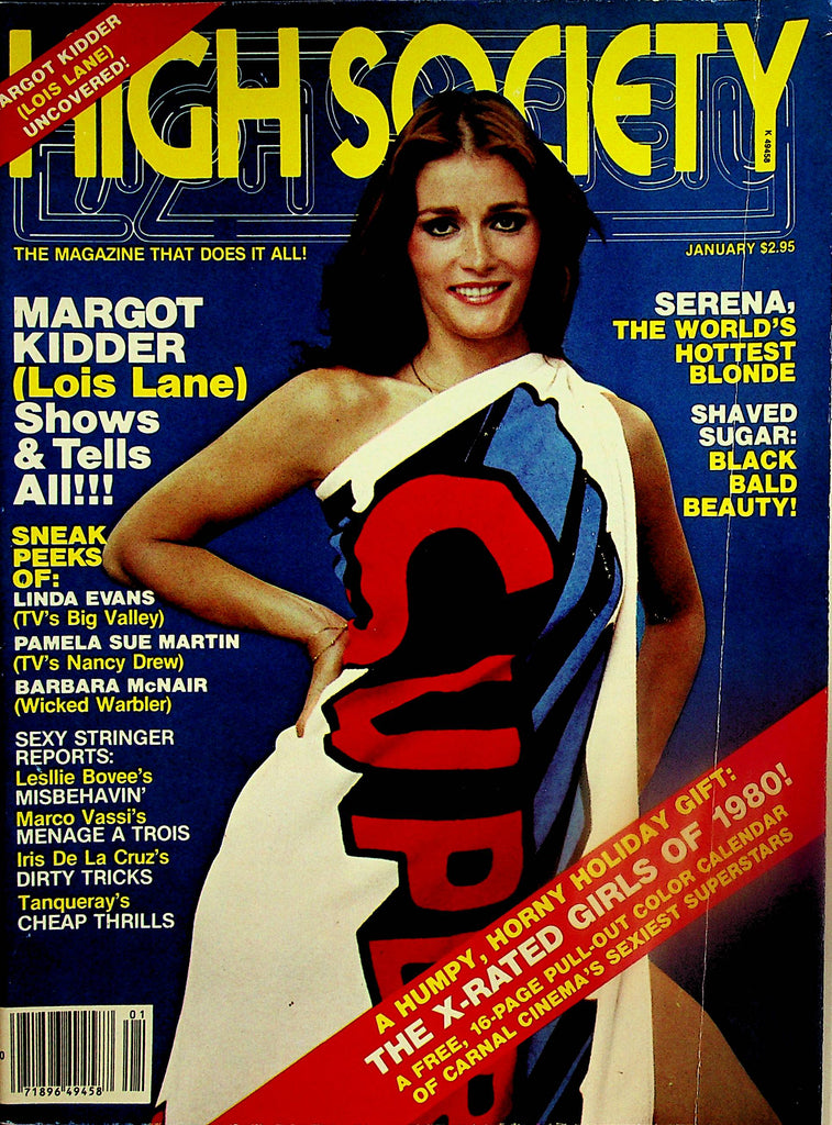 High Society Magazine Margot Kidder (Lois Lane)  / Serena Hottest Blonde  w/ Calendar  January 1980     032324lm-p