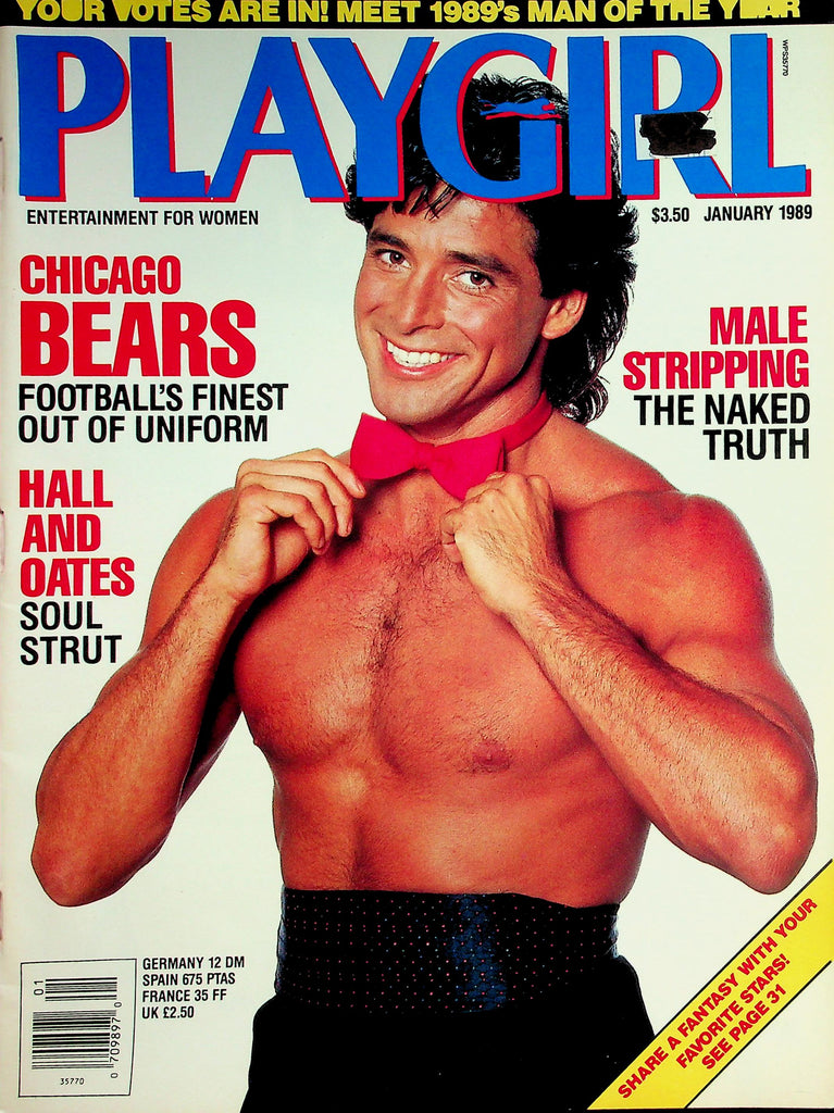 Playgirl Magazine  Male Stripping The Naked Truth / Chicago Bears Football's Finest Out Of Uniform  January 1989    042026lmp