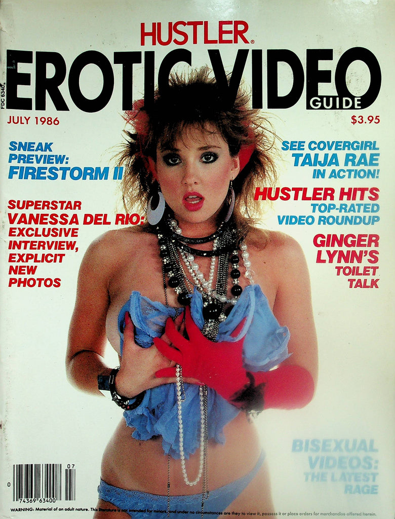 Hustler Erotic Video Guide Magazine  Covergirl Taija Rae / Ginger Lynn/ Vanessa Del Rio  July 1986      102125lm-p