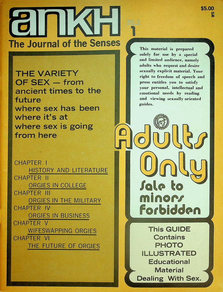 ANKH The Journal Of Senses Magazine  The Variety Of Sex - Ancient To Future Times  vol.5 #1  1971   052626lmp-GSC