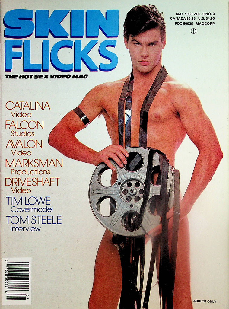 Skin Flicks Gay Magazine  Tim Lowe Cover Model / Tom Steele Interview  May 1989    121224lm-p