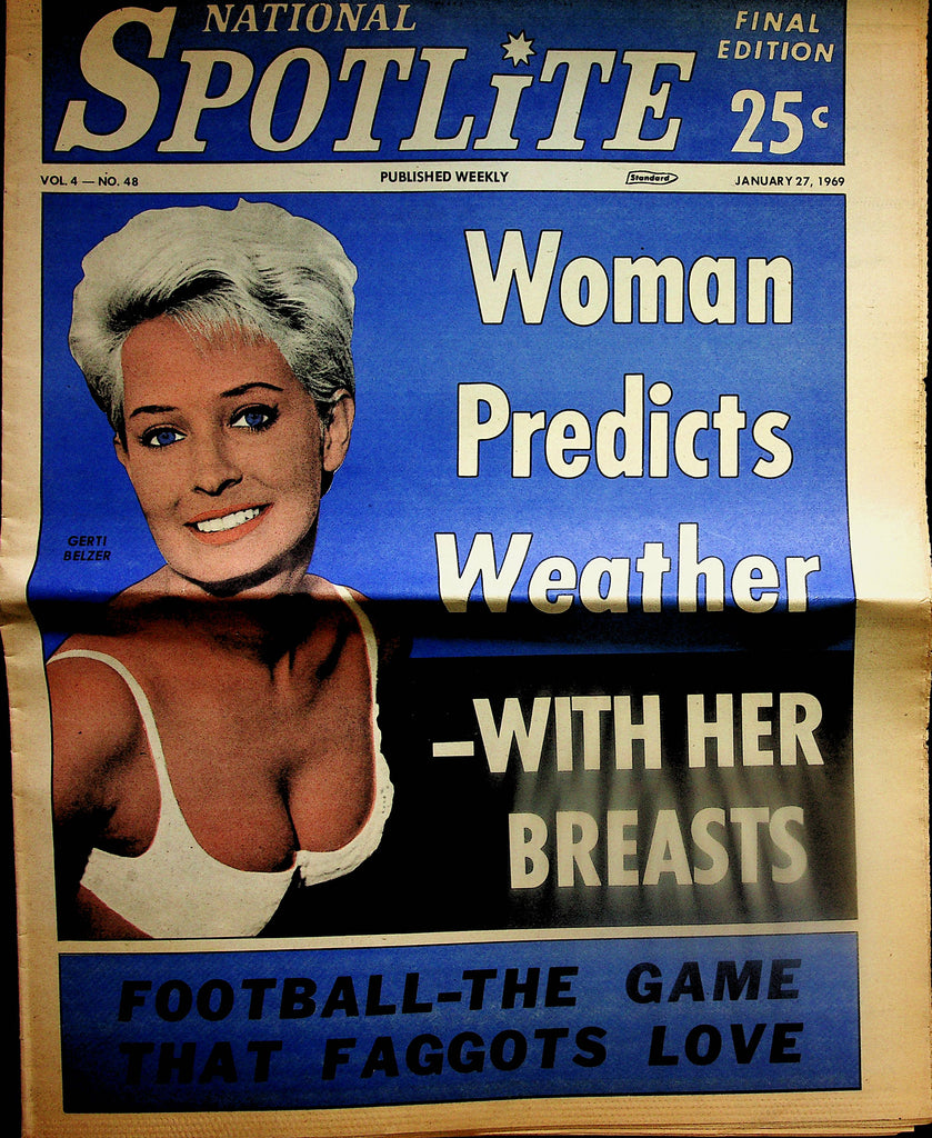 National Spotlite Vintage Newspaper  Women Predicts Weather - With Her Breast  January 27, 1969   032025lm-p
