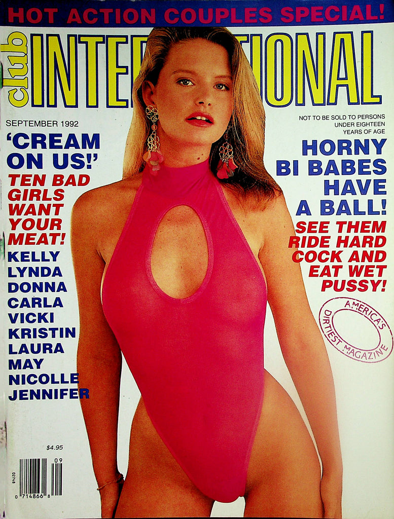 Club International Magazine  'Cream On Us!"  / Horny Bi Babes - Ride Hard Cock And Eat Wet Pussy! September 1992     042624lm-p