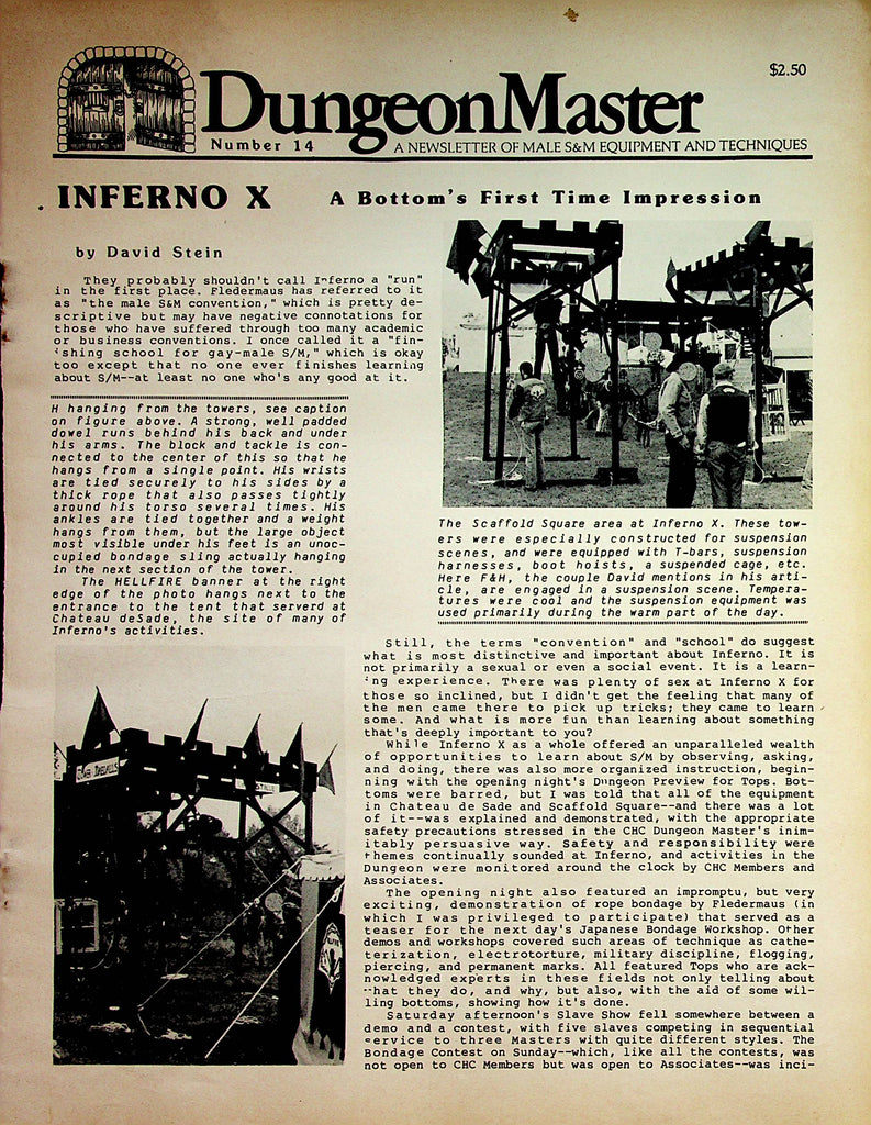 Dungeon  Master A Newsletter Of Male S&M Equipment and Techniques  #14 January 1982        073023lm-p