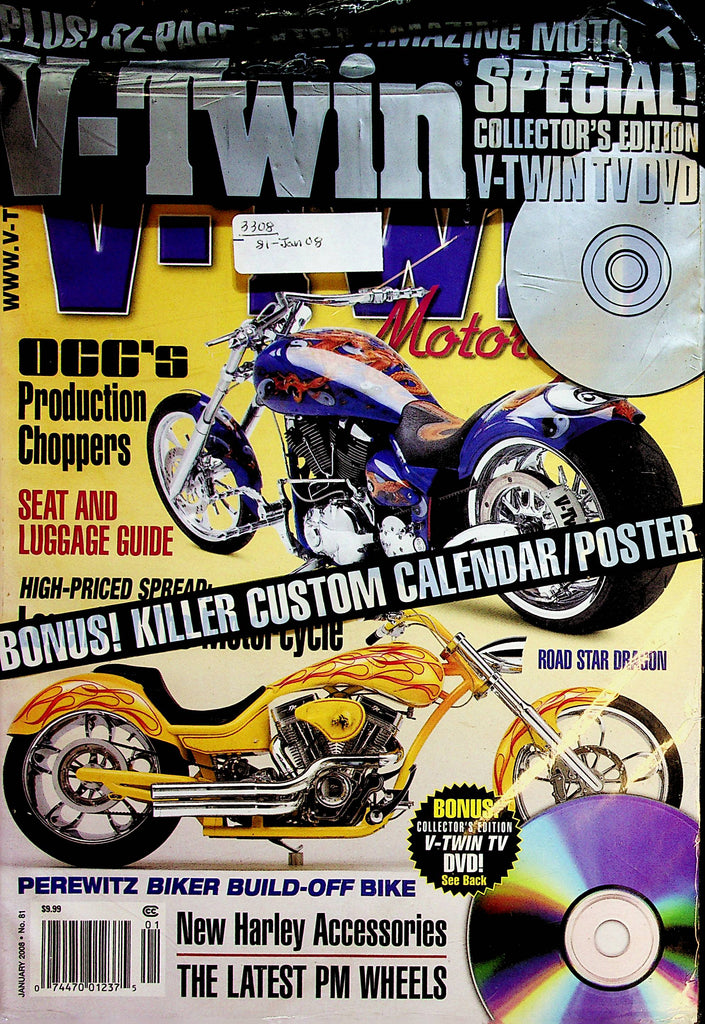 V-Twin Motorcycle Magazine  January  2008  w/DVD  new/sealed         080223lm-p3