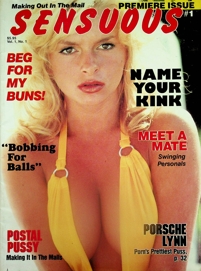 Sensuous Magazine  Premiere Issue!  Porshe Lynn / "Bobbing For Balls" #1  1980's    092225lm-p