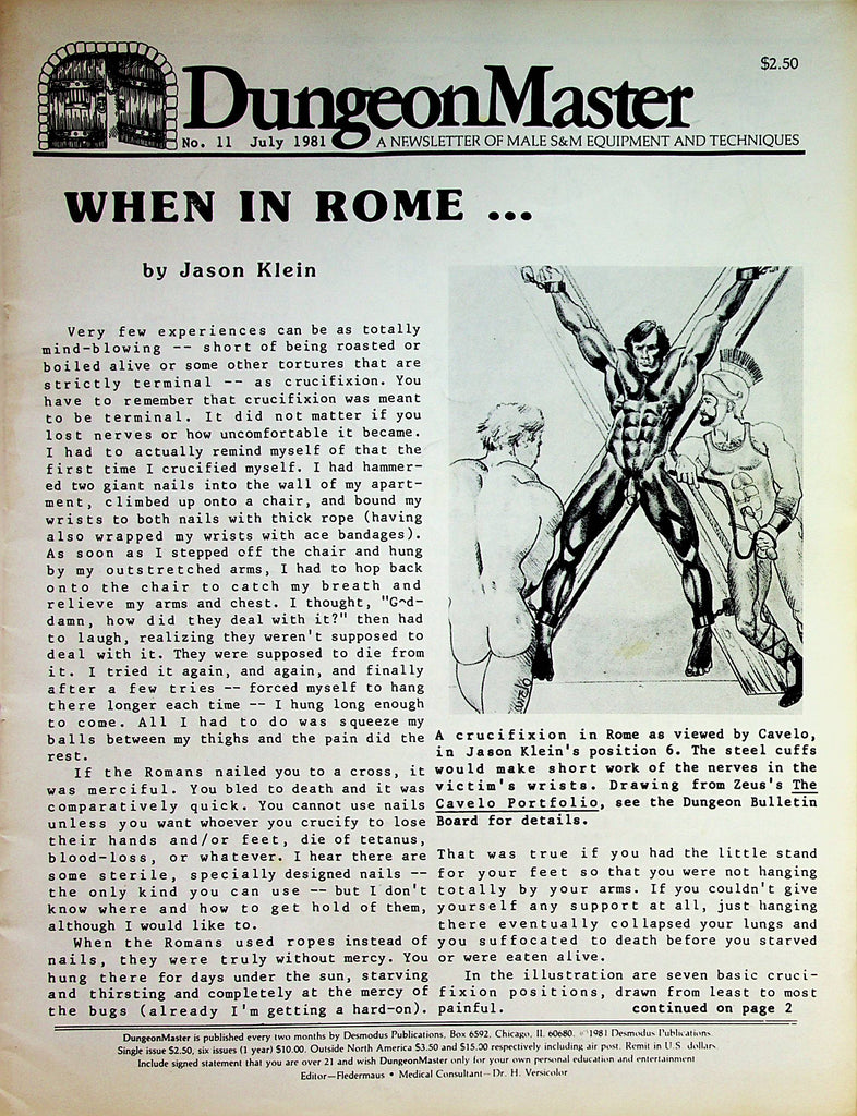Dungeon  Master A Newsletter Of Male S&M Equipment and Techniques  #11 July 1981       073023lm-p