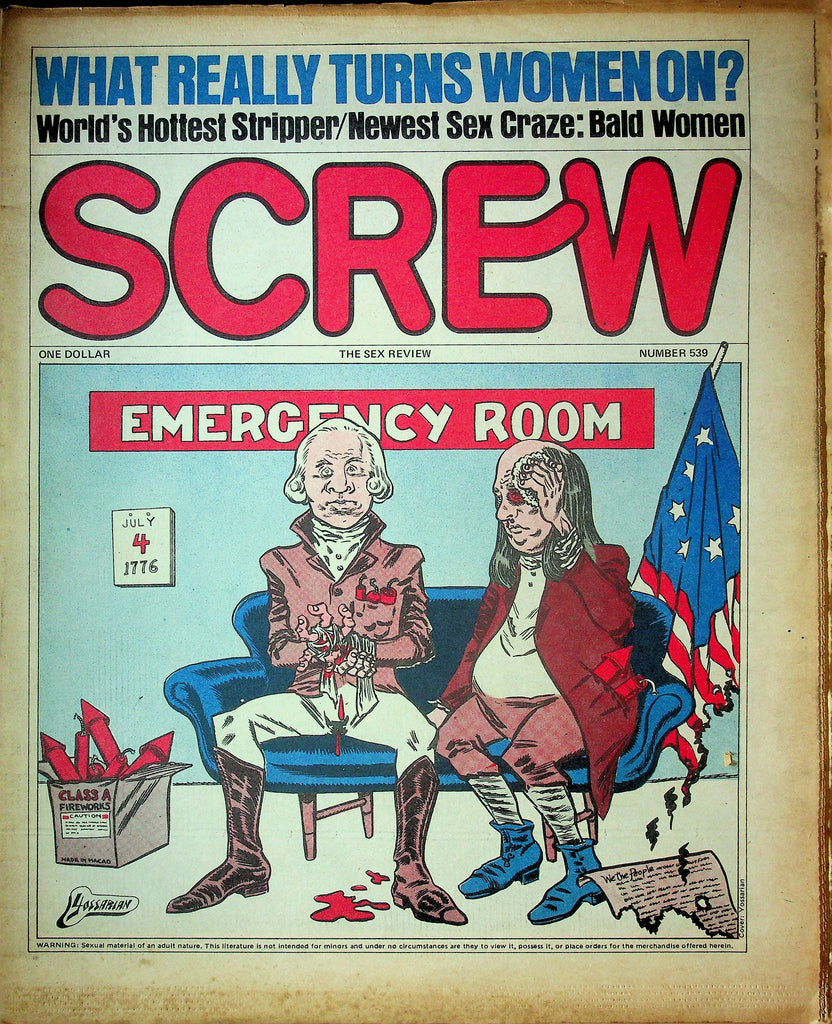 Screw Men's Newspaper World's Hottest Stripper No.539 July 2 1979 061224OSRP