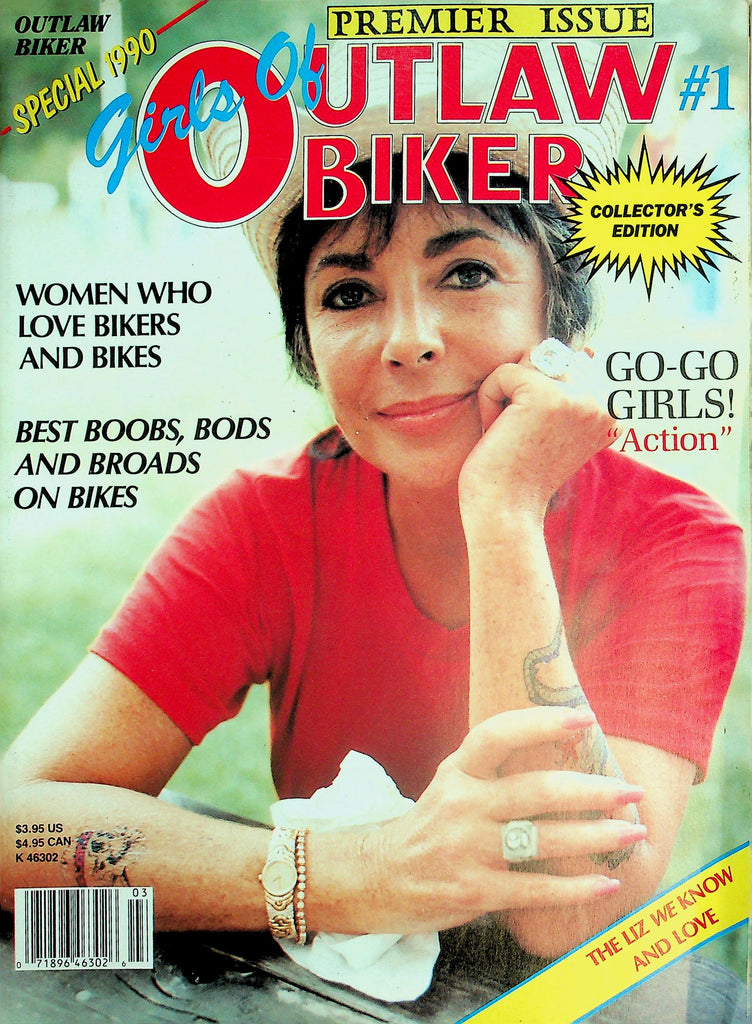 Girls Of Outlaw Biker Magazine  Premier Issue!  Liz Taylor - Best Boobs, Bods And Broads On Bikes #1 Special 1990   051726lmp