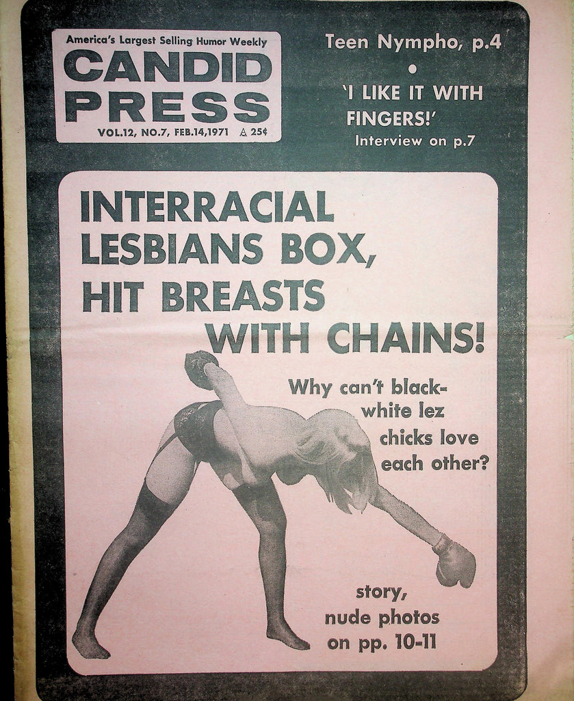 Candid Press Adult Newspaper  Interracial Lesbians Box, Hit Breasts With Chains!  February 14, 1971   090726lmp-GSC (Copy)