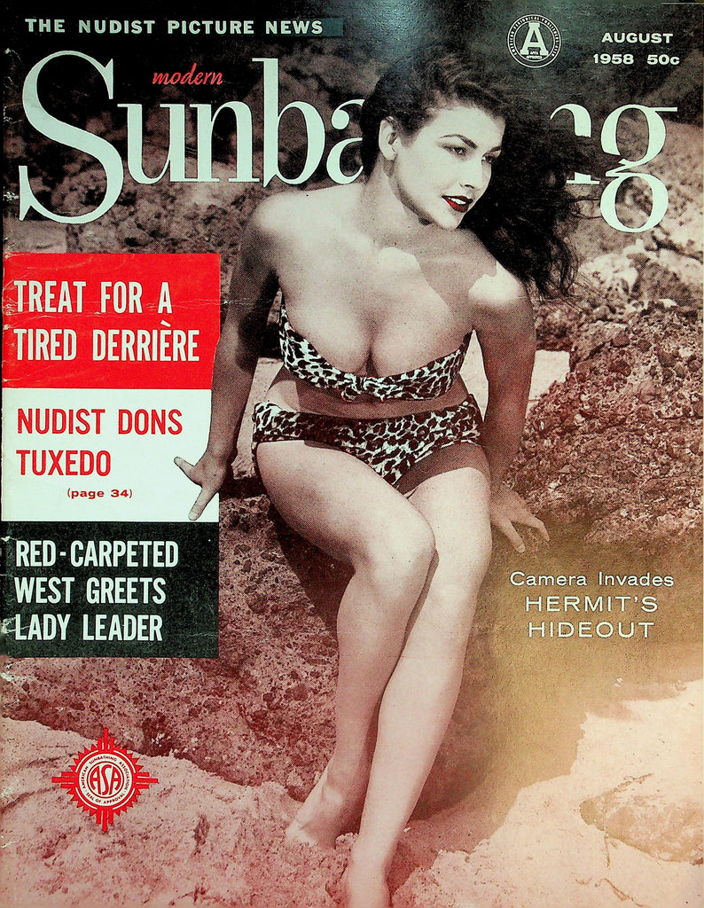 Modern Sunbathing Nudist Magazine  Treat For A Tired Derrie're / Nudist Dons Tuxedo   August 1958       051926lmp