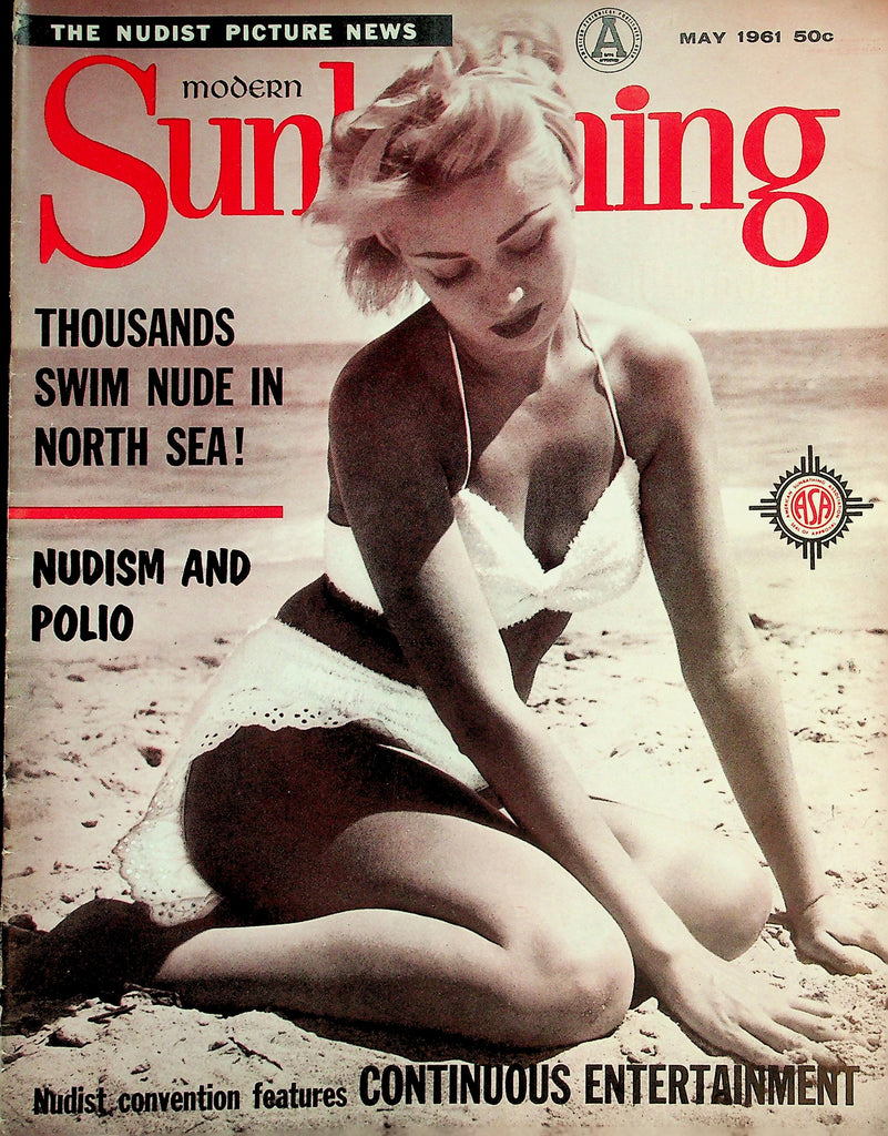 Modern Sunbathing Nudist Magazine  Thousands Swim Nude In North Sea!  May 1961      072326lmp-GSC