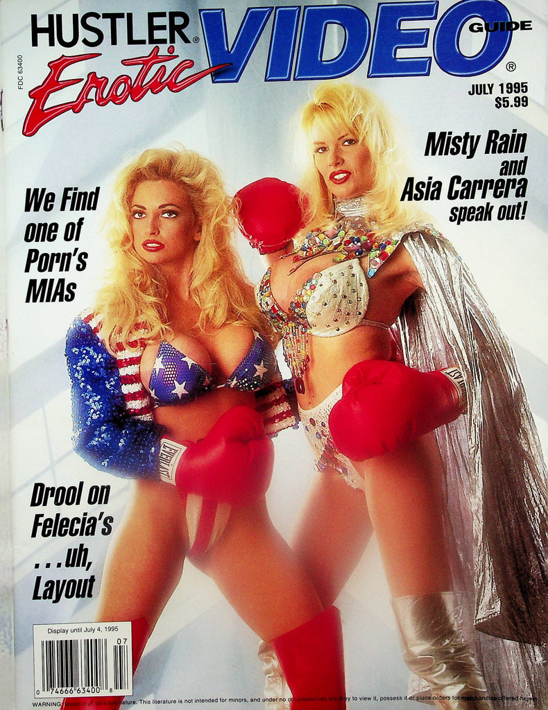 Hustler Erotic Video Guide Magazine  Covergirls Lynn Lemay & Rebecca Wild / Misty Rain & Asia Carerra  July 1995    052125lm-p