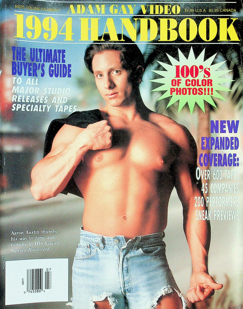 Adam Gay Video 1994 Handbook   Cover Guy Aaron Austin  vol.2 #7  1994    122325lmp
