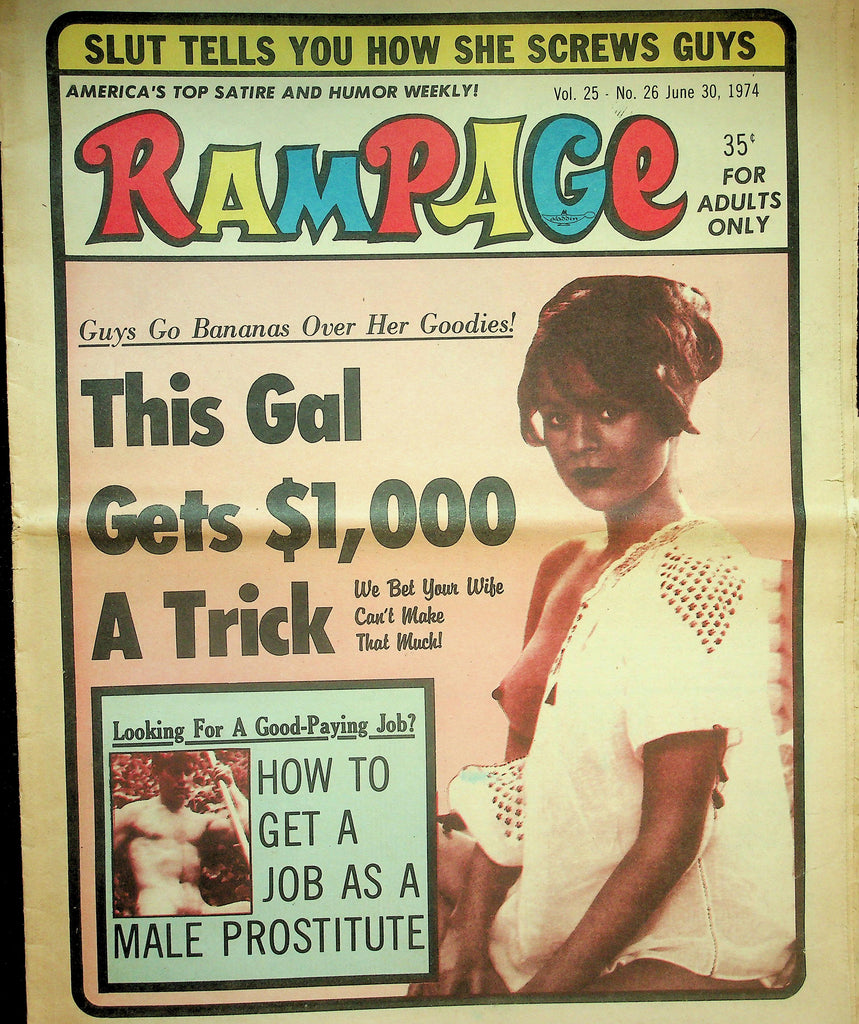 Rampage Adult Newspaper  Guys Go Bananas Over Her Goodies! June 30, 1974   090726lmp-GSC